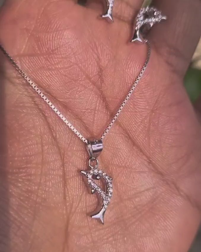 Sparkling Sea Life Collection: Dolphin Charm Pendant Set